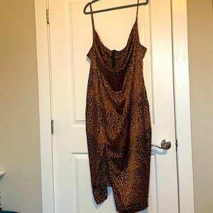 Pretty Little Things plus size (22) cheetah print cowl-neck dress.